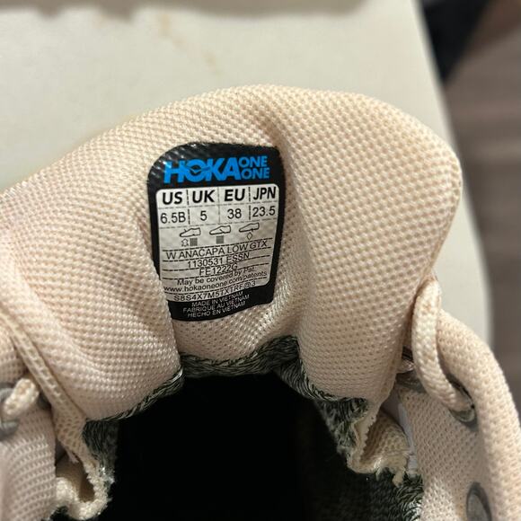 EUC HOKA Anacapa Low GTX Sneakers Eggnog Shifting Sand Vibram Trail Shoes 6.5 - Picture 7 of 16